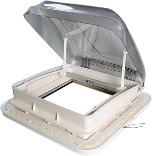 OUTFYT Ventana De Techo For Caravana, Ventana De Techo De Caravana De Aleación De Aluminio, Ventana Superior Y Tragaluz con Luz Led, Doble Acristalamiento Acrílico,Mantiene La Autocaravana Fresca