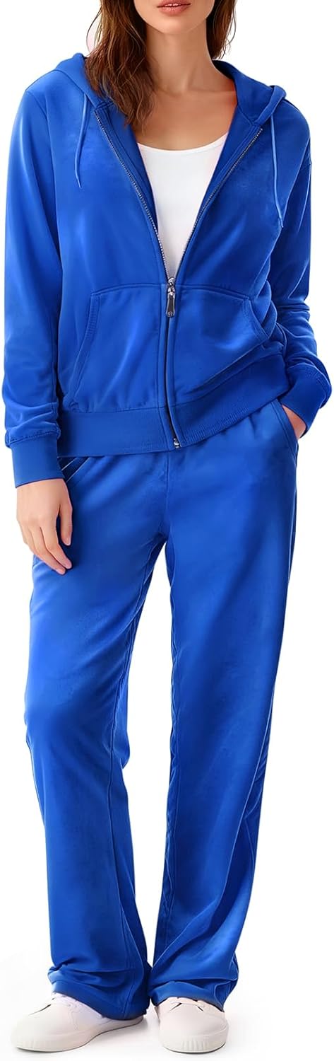 Velour Sweatsuit Tracksuit Womens Velour Sets 2 Piece Outfits Zip up Hoodie Sweatpants Jogger Track Suit