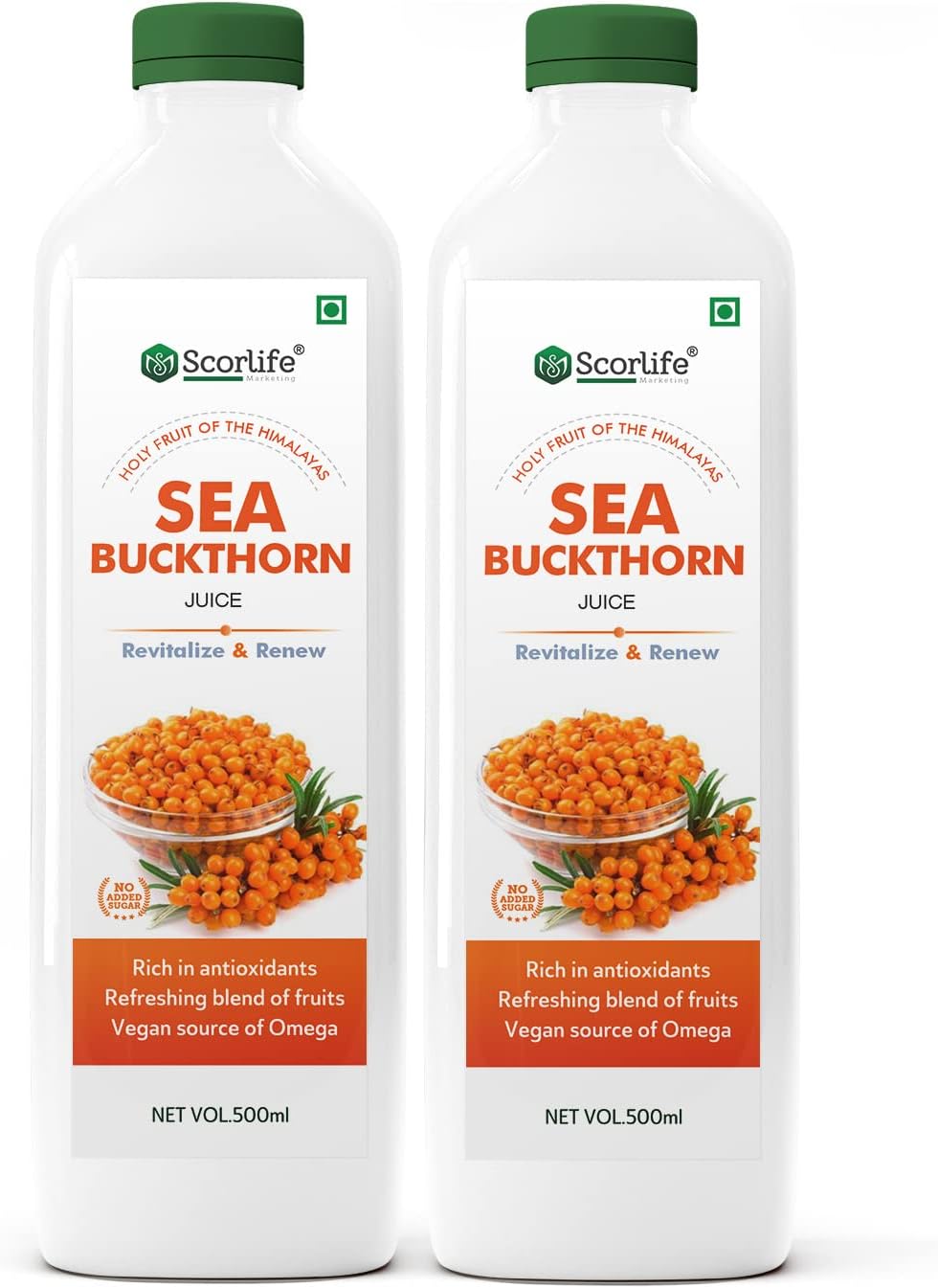 - Sea Buckthorn Juice-500ml | Himalayan Berry | Immunity Booster Vegan Health Supplement | Enrich With Omega 3,6,7 & 9 | Rich in Vitamin C | No Added Sugar (Pack of 2)