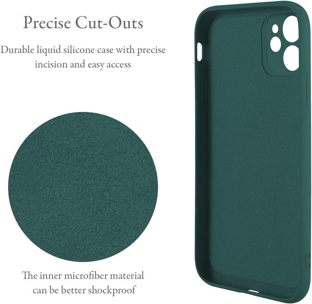 UEEBAI Case for iPhone 11 (6.1 inch), Slim Liquid Silicone Phone Case with 360 Rotatable Ring Holder Kickstand Fashion Hand Strap Magnetic Car Mount Shockproof TPU Bumper Cover - Dark Green
