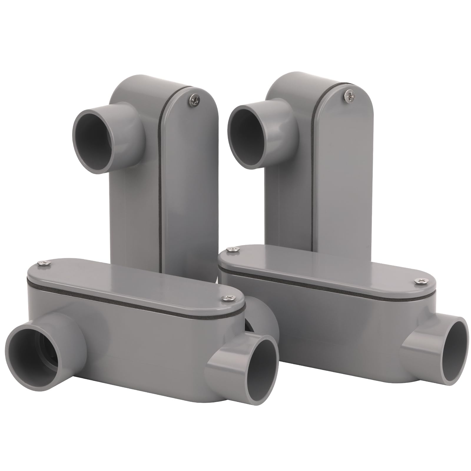 4Pack 3/4 Inch Rigid PVC Conduit Body Type LB, Slip x Slip PVC Conduit Bodies LB Type with Cover and Gasket, Gray — Amazon image 32