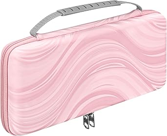 Hard Shell Keyboard Case for Logitech Pebble Keys 2 K380s/K380 | Fits Keyboards Up To 11 x 5 x 1 In, Zippered Mesh Pocket For Cables, Dust And Splash Proof, Pink Gradient Stripes
