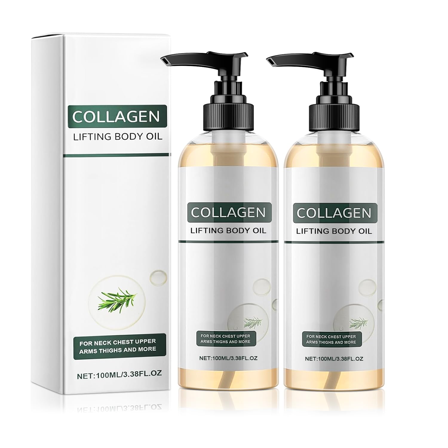 Collagen Lifting Body Oil, After Shower Hydrating Shower Oil Helps Soften Appearance Of Crepey Skin, Quick-absorbing Shower Body Oil For Women & Men 3.38 Fl.oz (2pcs)