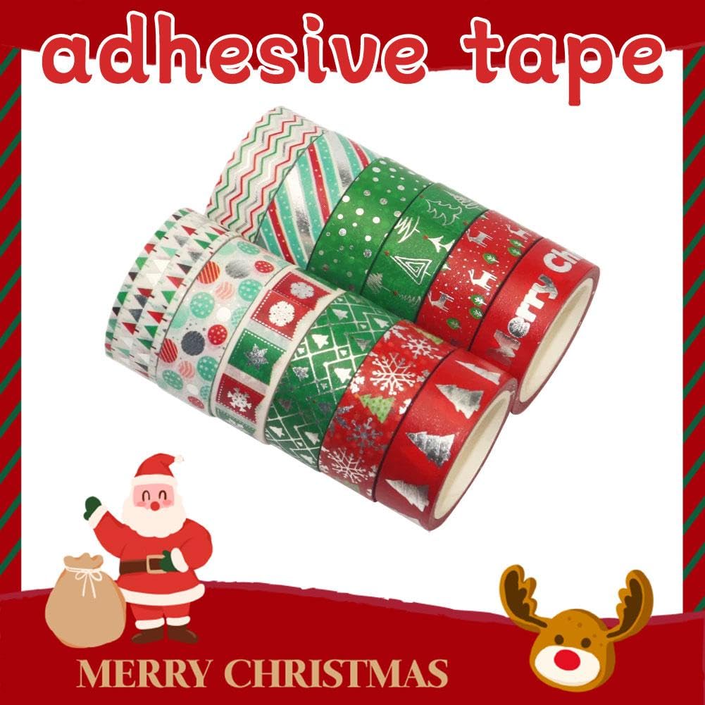 12 Rolls Christmas Theme Washi Tapes Christmas Masking Tape for Holiday Scrapbooking DIY Crafts