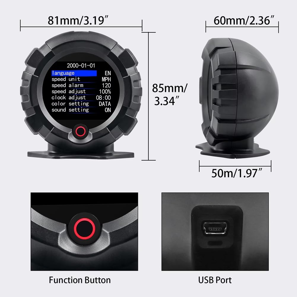 X95 Display GPS Head Up per Auto Fuoristrada - Inclinometro Digitale, Tachimetro e Misuratore di Pendenza