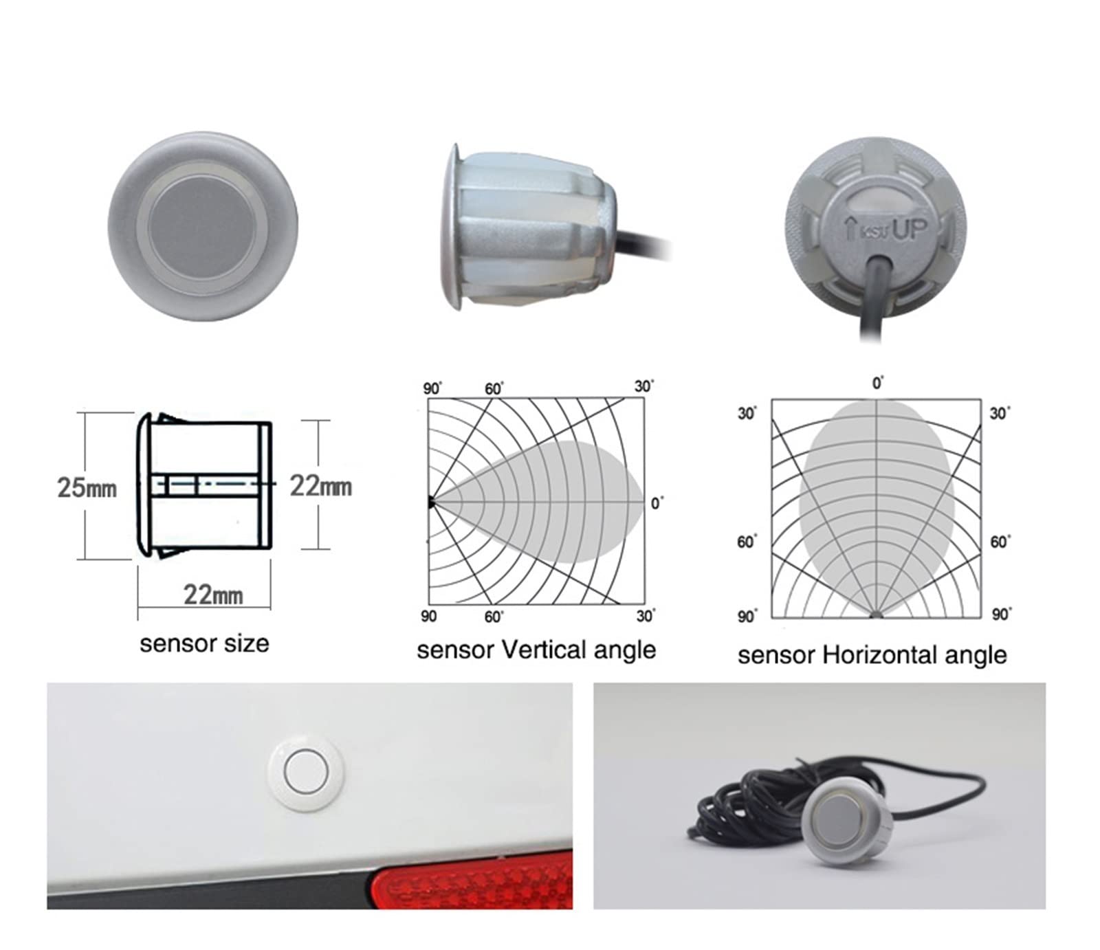 6 Capteurs de stationnement Parktronic, détecteur Automatique, kit d'assistance à la Marche arrière avec avertisseur sonore, Radar de recul pour Voiture, capteurs de recul pour Voiture