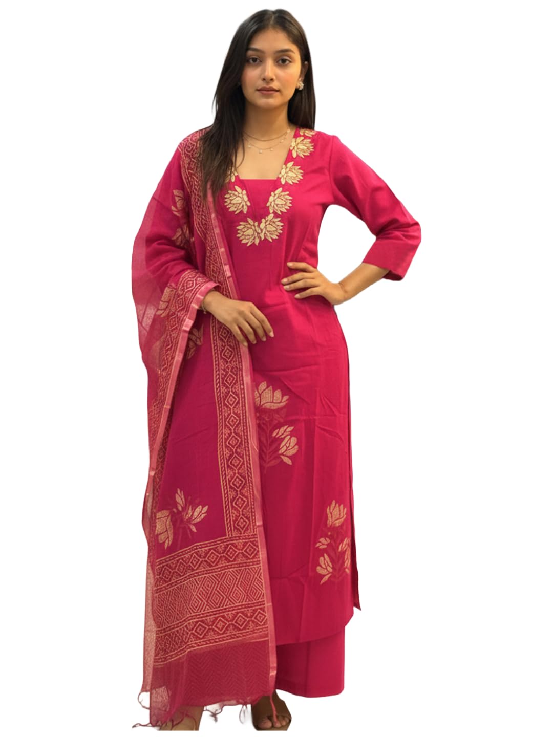 ANNI Designer Women's Rayon Viscose Straight fit Printed Embroidered Kurta with Pant & Dupatta | Ethnic Kurta Set for Women | Daily, Office & Festive Traditional