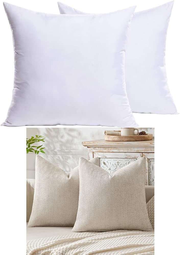 MIULEE Set of 2 Throw Pillow Inserts and Pack of 2 Decorative Pillow Covers 18x18 Inch