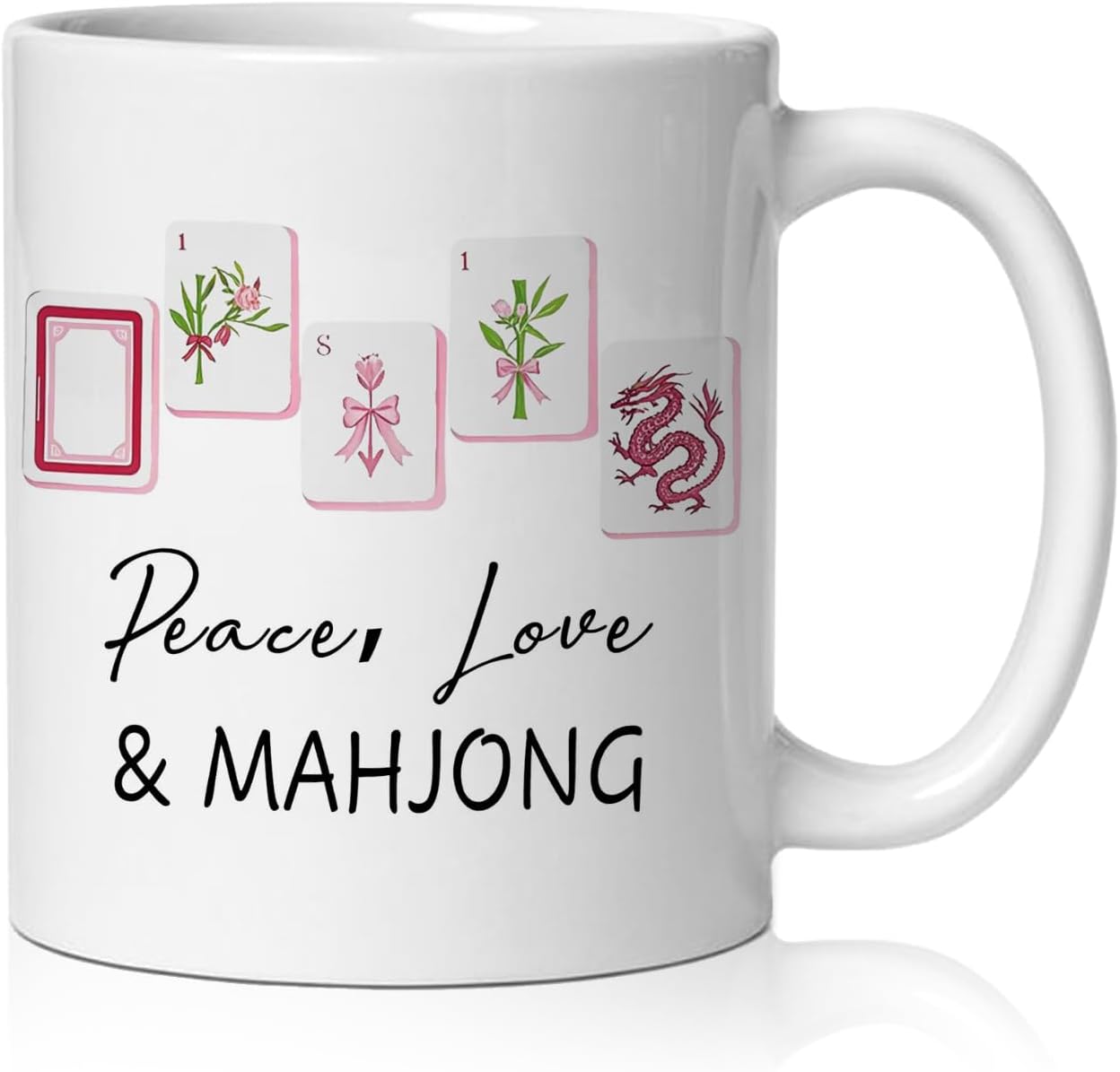Chinoiserie Mahjong mug Gifts for Women，mah jong Gifts for Mah Jong Players Lovers Coffee Cup,Mahjong Accessories Ceramic Coffee Tea Mug 11 oz
