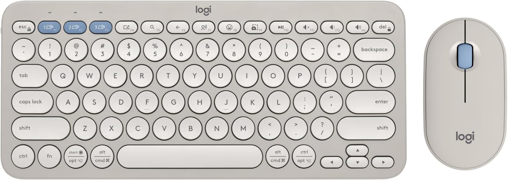 Logitech Pebble 2 Combo, Wireless Keyboard and Mouse, Quiet and Portable, Customisable, Logi Bolt, Bluetooth, Easy-Switch for Windows, macOS, iPadOS, Chrome - Tonal Sand