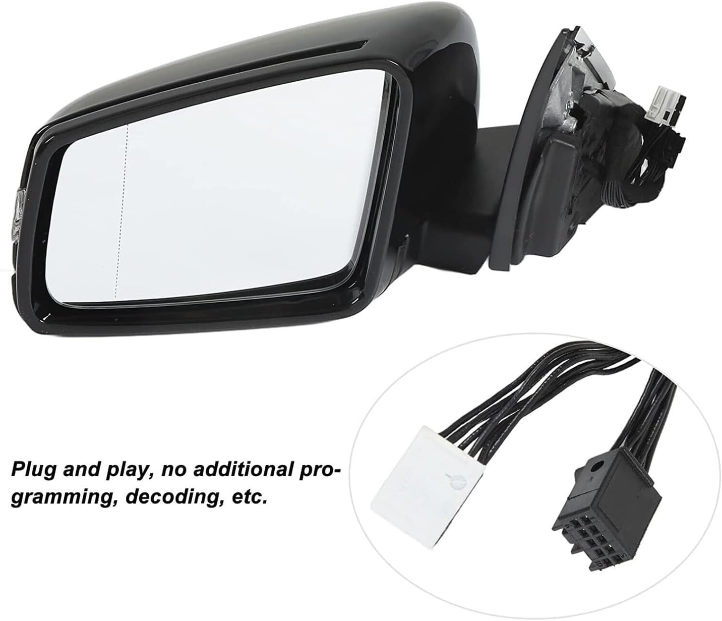 Car Driver Side Mirror Fit for 2006-2013 Mercedes Benz W204 C63 C200 C180 Rear View Mirror Assembly for Mercedes Benz Accessories Electric Folding, Heating, Floor Light, Blind Spot