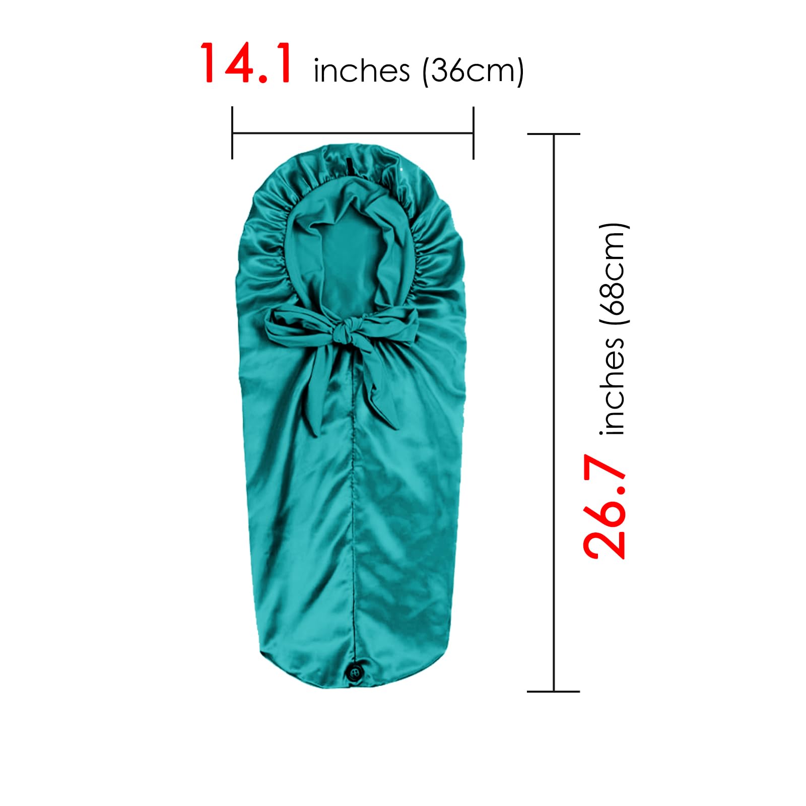 Adorila Extra Long Satin Bonnet for Women, Adjustable Braid Bonnet with Tie Band, Double Layer Elastic Silk Bonnet for Braids Hair Sleeping Cap (Green) - Image 4