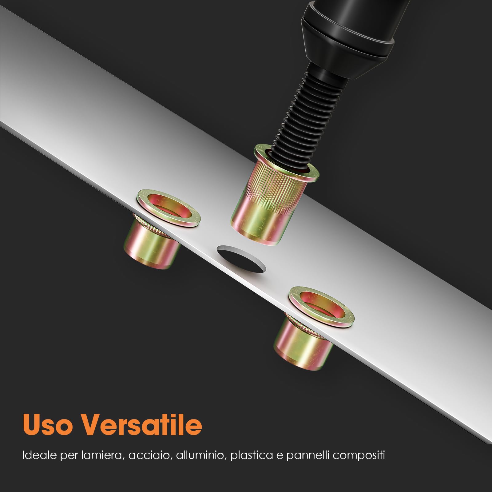 HANGLIFE Rivetti Filettati, M8 Metric Inserti Filettati (50 Pezzi) - Dadi per Rivetti a Testa Piatta, Zincati, in Acciaio al Carbonio con Corpo Zigrinato