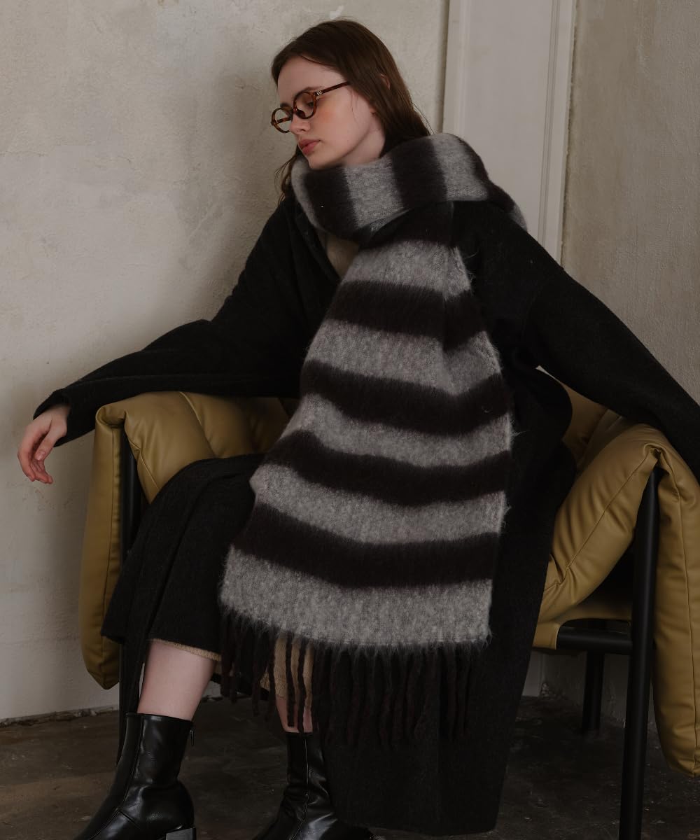 Women's Fall Winter Chunky Scarves Big Thick Warm Knit Blanket Scarf Long Oversized Striped Tassel Shawls Wraps - Image 5