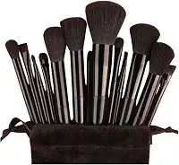 Kit 13 Pincéis de Maquiagem Profissional - Cerdas Macias para Rosto e Olhos com Estojo Elegante (Preto)