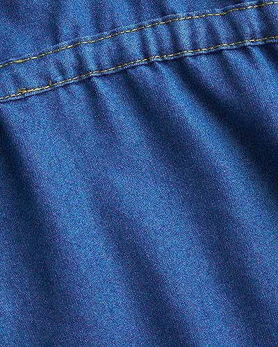 dollhouse Girls\' Belted Denim Dress – Durable Collar Button Up Jean Dress for Girls (Sizes: 7-16), Size 10-12, Medium Blue