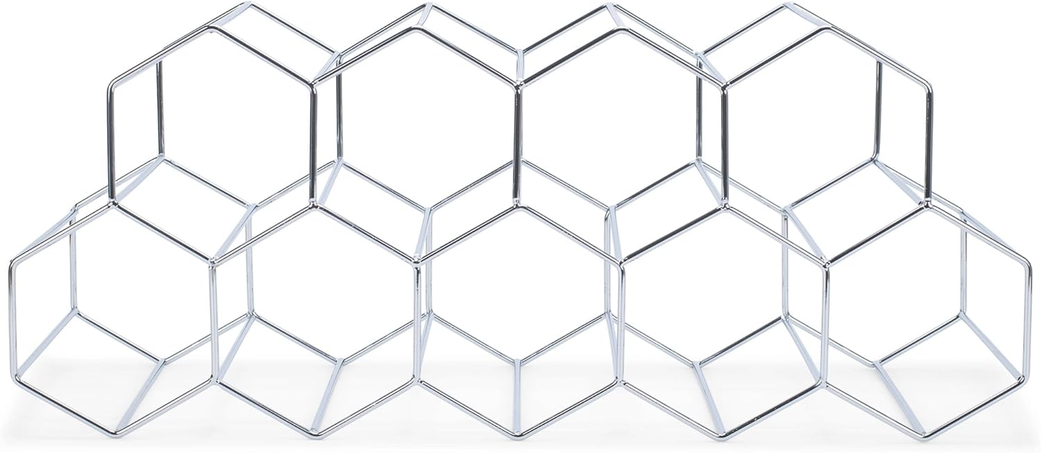 Amazon.com: NAT & Jules Honeycomb Silver Tone Iron Metal Tabletop Wine ...