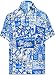 La Leela Hawaiian Shirt For Men Short Sleeve Front-Pocket Tropical White Blue L