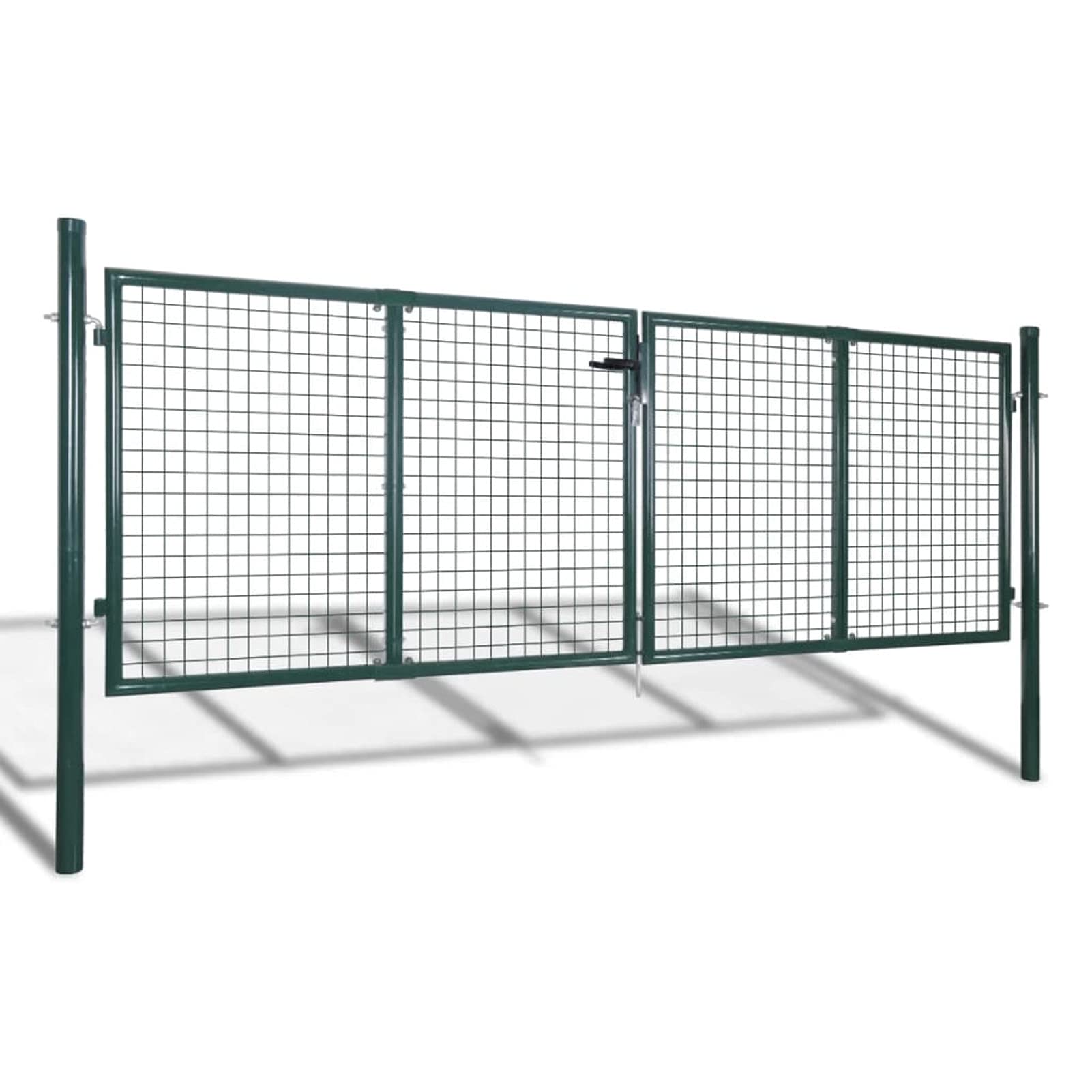 Cancello d'acciaio, pedonale per recinzione singola/doppia, recinzione esterna, cancello da giardino in acciaio, recinzione da giardino in acciaio 306 x 175 cm verde