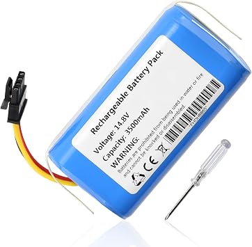 MULS 3500mAh Battery Replacement for 360-C50, TCL S1, S15, S18, AIRROBO P10, Formate E-550G/W Robot Vacuum Cleaner 14.8V 4-Prong Connector