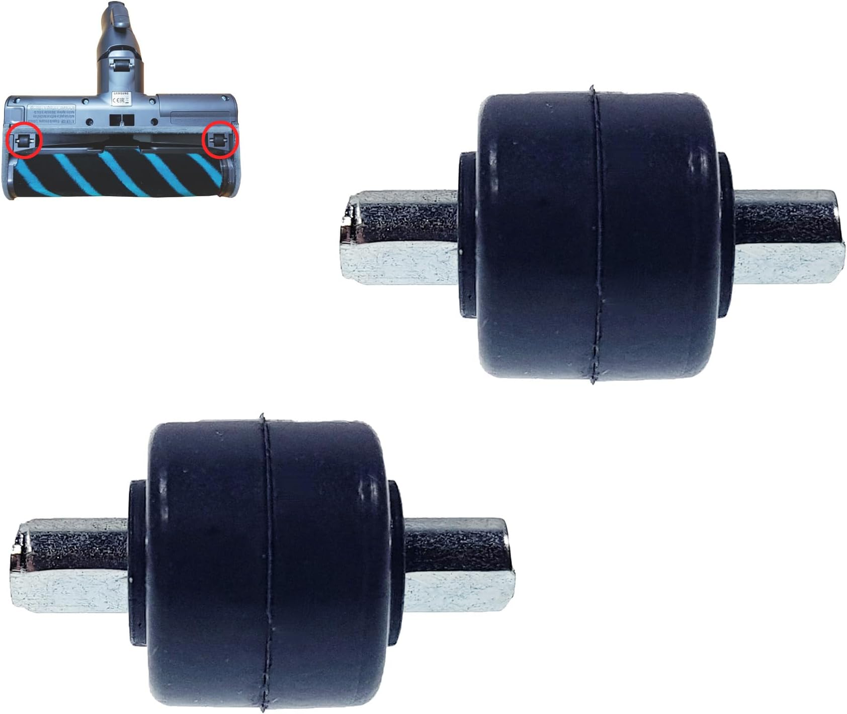 (OEM) A1PartsPro 806A Roller With Shaft Wheels Roller-out Assembly for Samsung Jet 90 / Jet 75 / Jet 70 Soft Action Vacuum Cleaner Brush VS8000ML