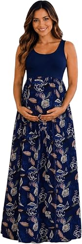 Maternity Maxi Dress Navy Floral