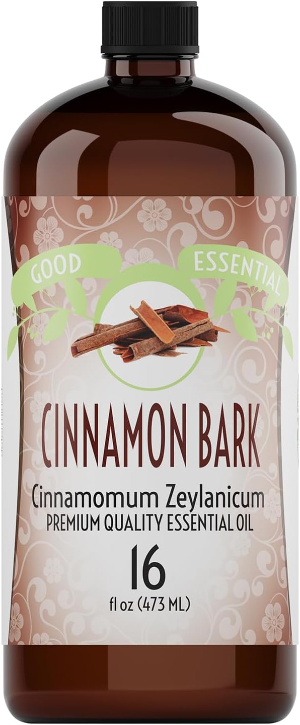 Good Essential Cinnamon Bark Oil Bulk, 16oz - Large Bottle for Humidifier, Massage, Diffuser, Bath Bomb, Skin & Hair Care