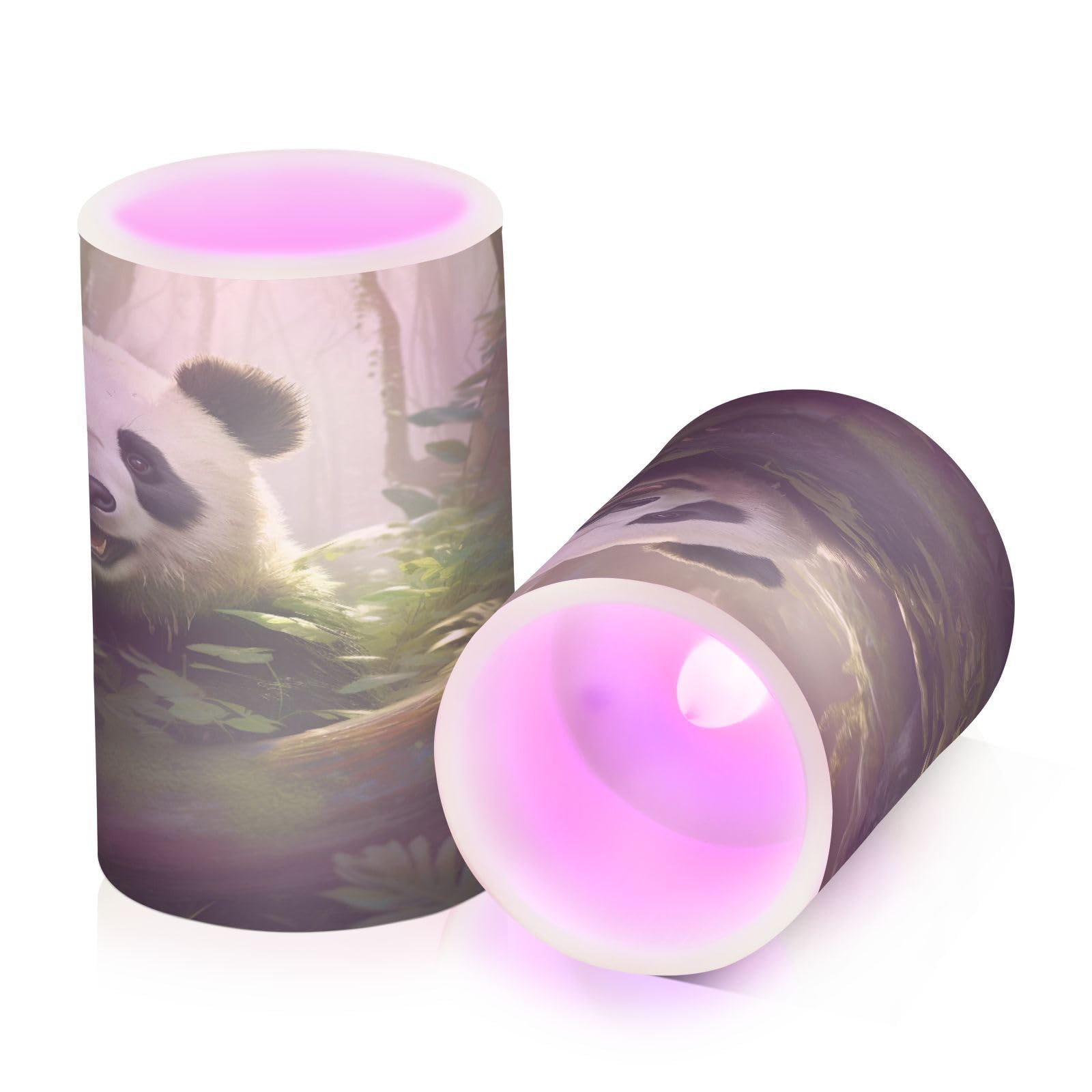 ALAZA Panda (4) Flickering Flameless Candles Battery Operated with Remote Timer,Tea Light Candles LED Pillar Votive Candles Set of 2 for Outdoor Indoor Decorations