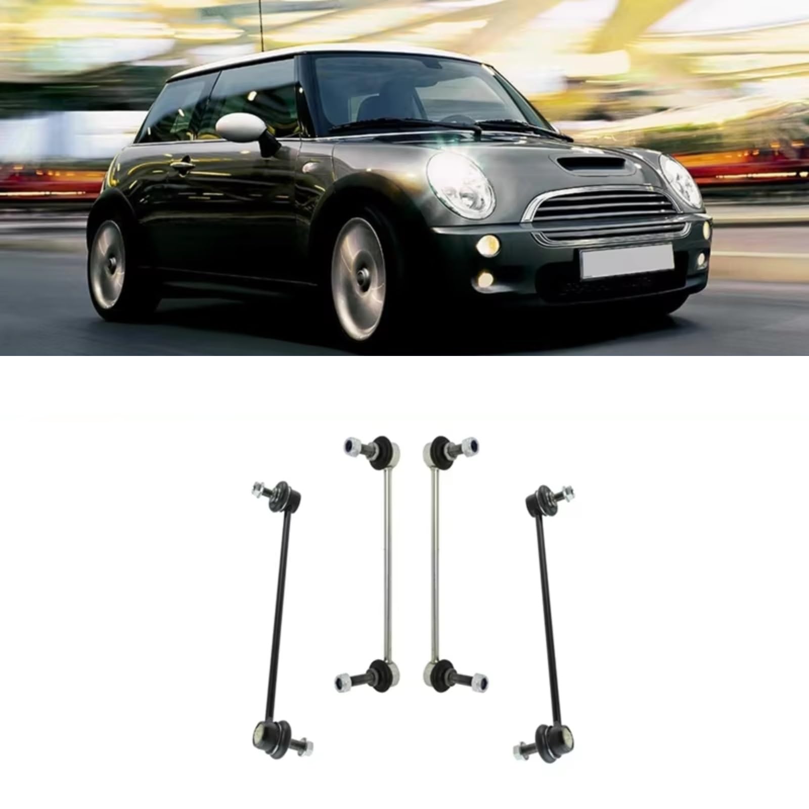Kit de suspensión de 4 Piezas: bieletas de Barra estabilizadora Delantera y Trasera (33506772789, 31356778831). Compatible con Mini Cooper R50, R53, R55 y R56 (2007-2014).