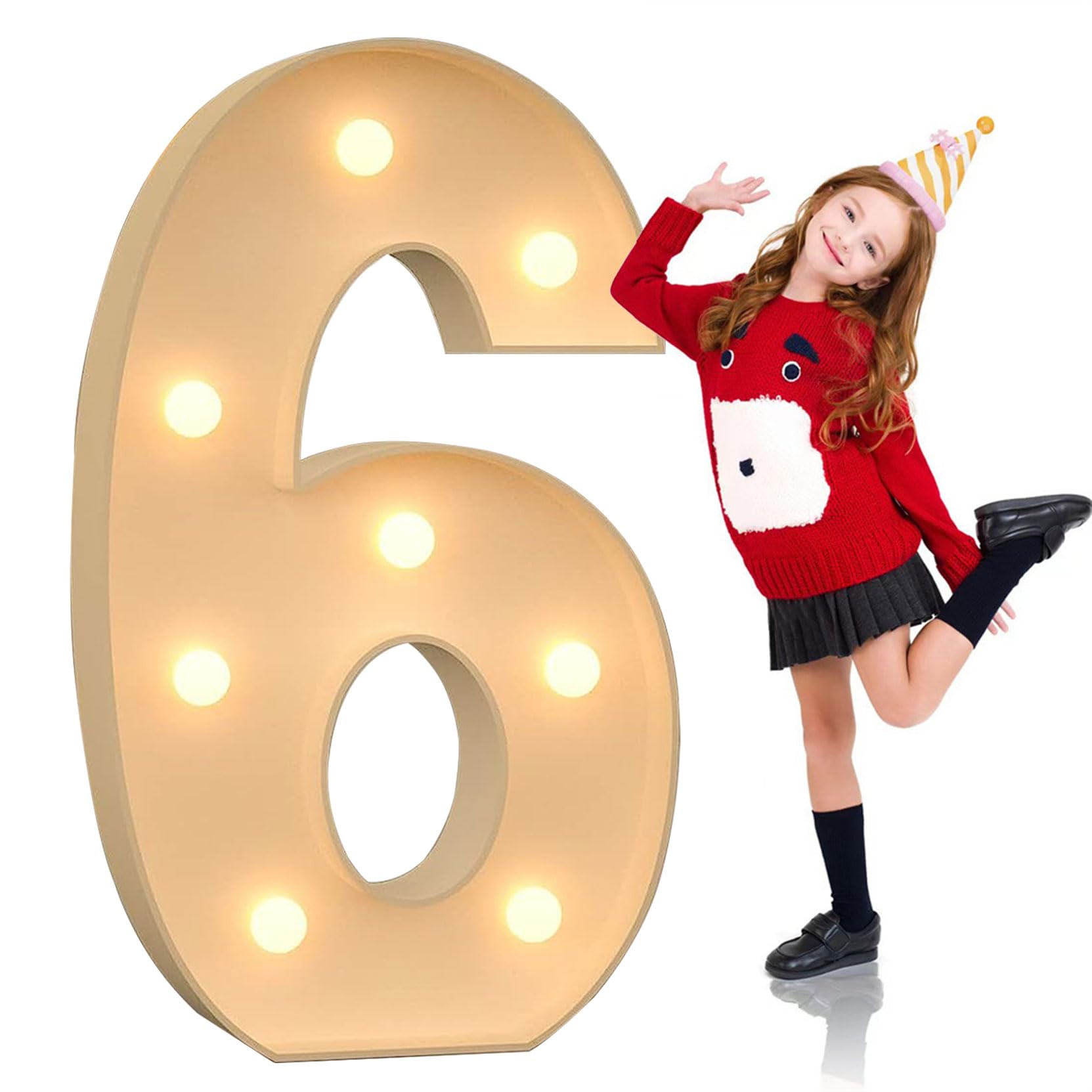 Numero 6 numeri luminosi per decorazione feste, mosaico gigante, luci LED pretagliate in schiuma, set per San Valentino, compleanno, Natale, Capodanno, 100 cm