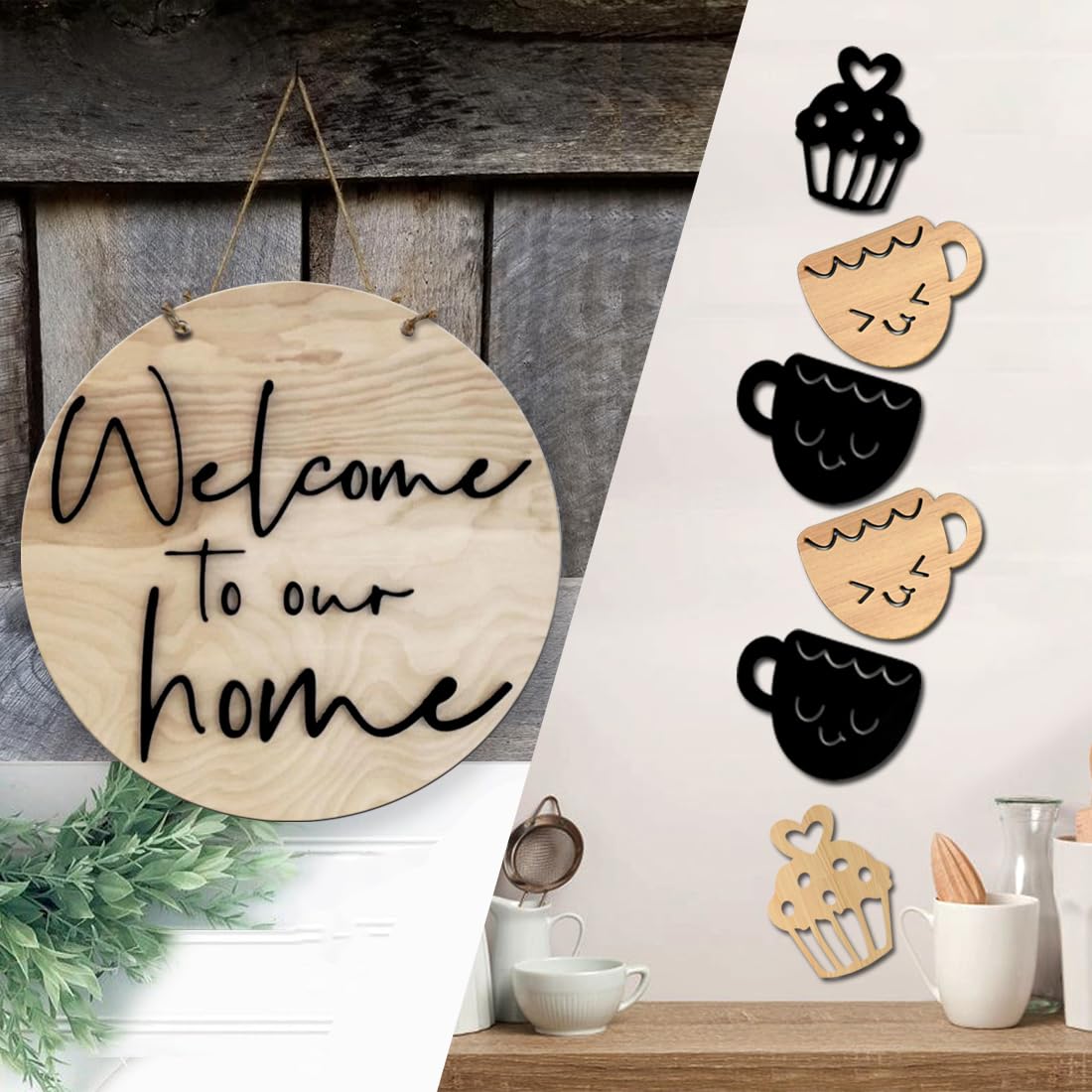 Shraddha Saburi Artwork Round Sign. Wood Sign. Tin Sign Welcome to our home. Front Door Decor. Door Decoration. Wall Decoration. Smile Cup and Cups Combo offer