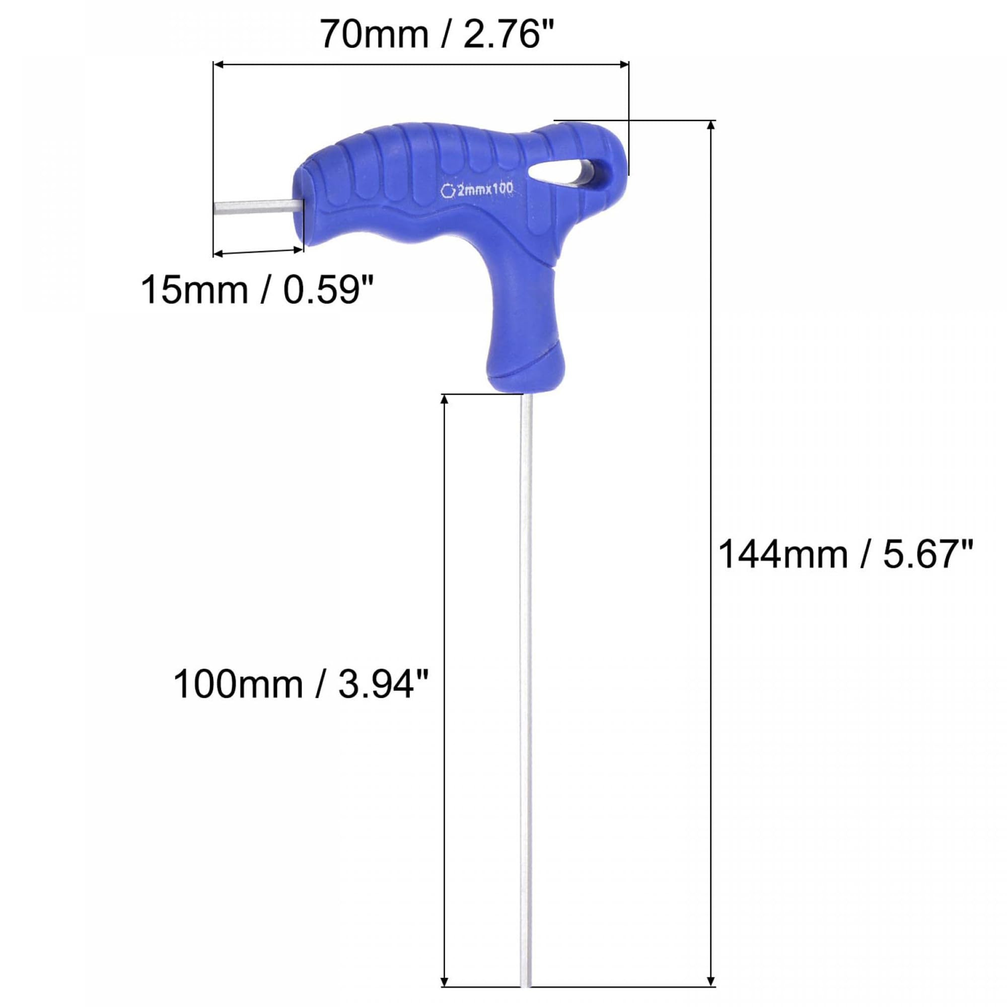 TA-VIGOR 2Pcs 2mm T-Handle Hex Key Wrench, Dual-End T-Bar Allen Wrench Tool, CR-V Steel Metric Spanner for Bike, Furniture, Mechanical Repair - Image 2