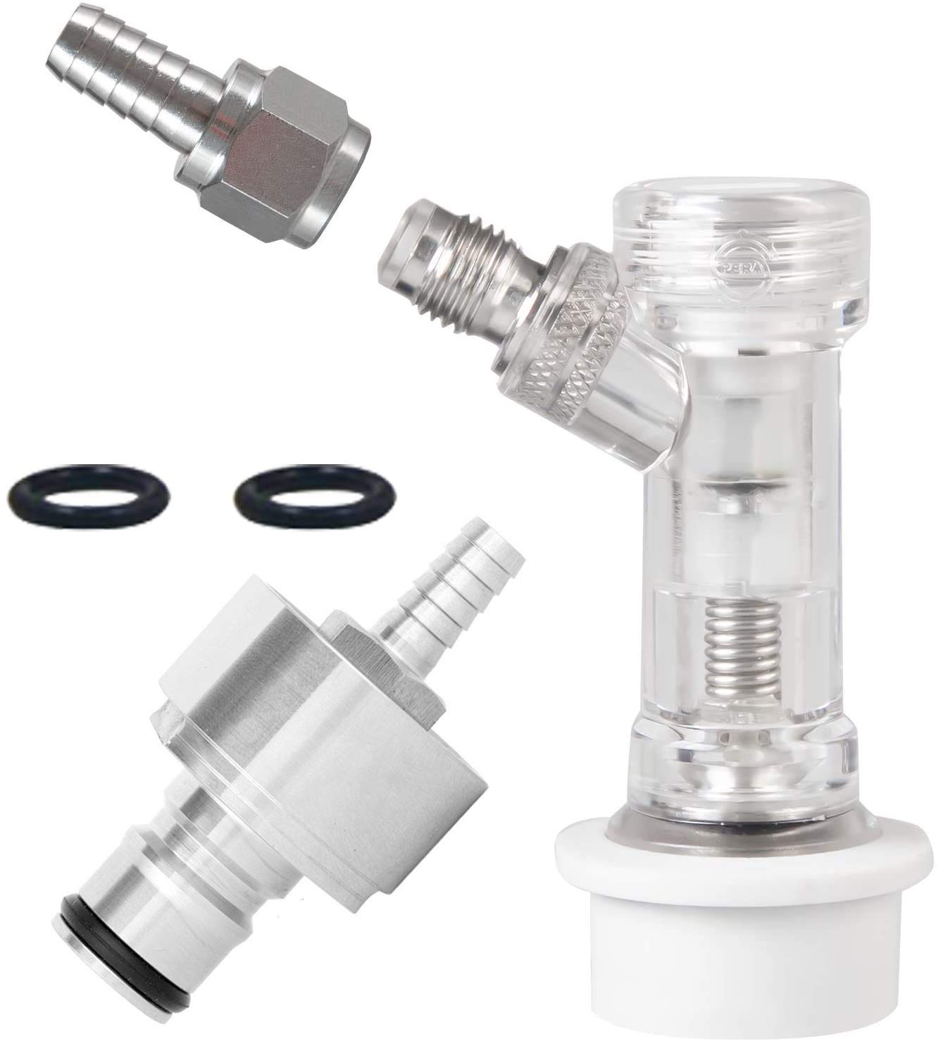 Stainless Steel Carbonation Cap with Ball Lock Check Valve mfl Connect 5/16 Swivel Nut for Soda Water Making or Other Beverage Dispense by PERA