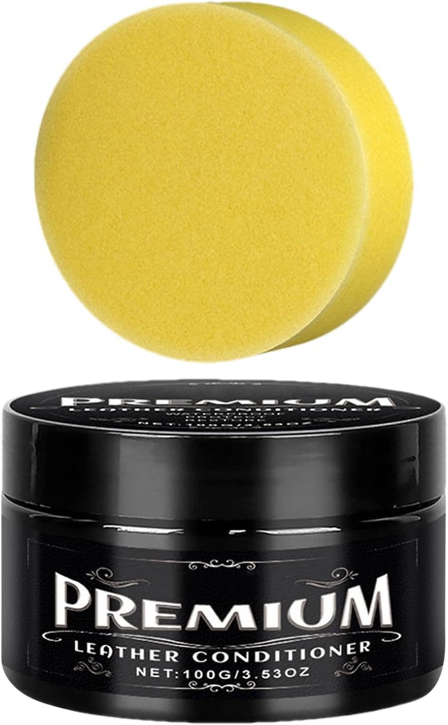 Leather Cream,100g Cleaning Paste - Leather Couch Conditioner with Sponge | for Boot, Shoe, Purse, Bag, Jacket, Furniture, Seat, Sofa Restoration