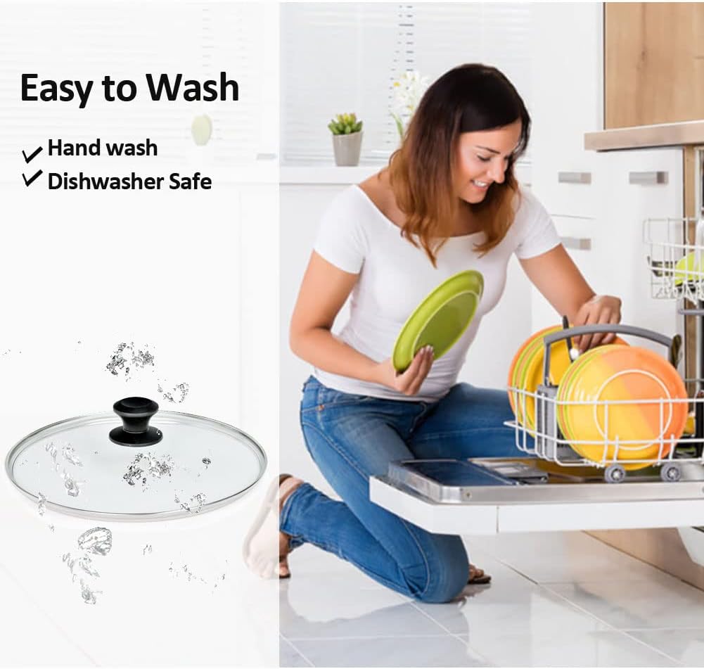 11 In Glass Lid for Frying Pan, Tempered Replacement Cover Compatible with All 11 Inches Cookware for Skillets, Round Cast Iron, Cast Aluminium, Stainless Steel Pans &Pots: Home & Kitchen