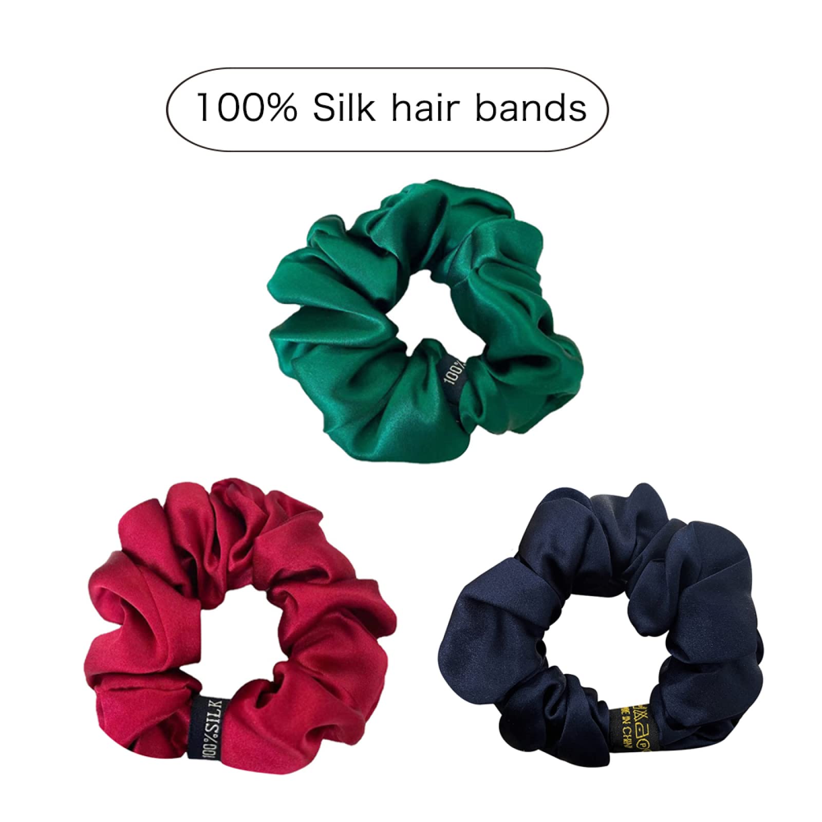 Prawdziwy jedwab kobiety stałe Scrunchie elastyczne gumki do włosów 3.5cm gumki do włosów dziewczyna akcesoria do włosów opaska na głowę sukienka na głowę 16 Momme, czerwony (granatowy)