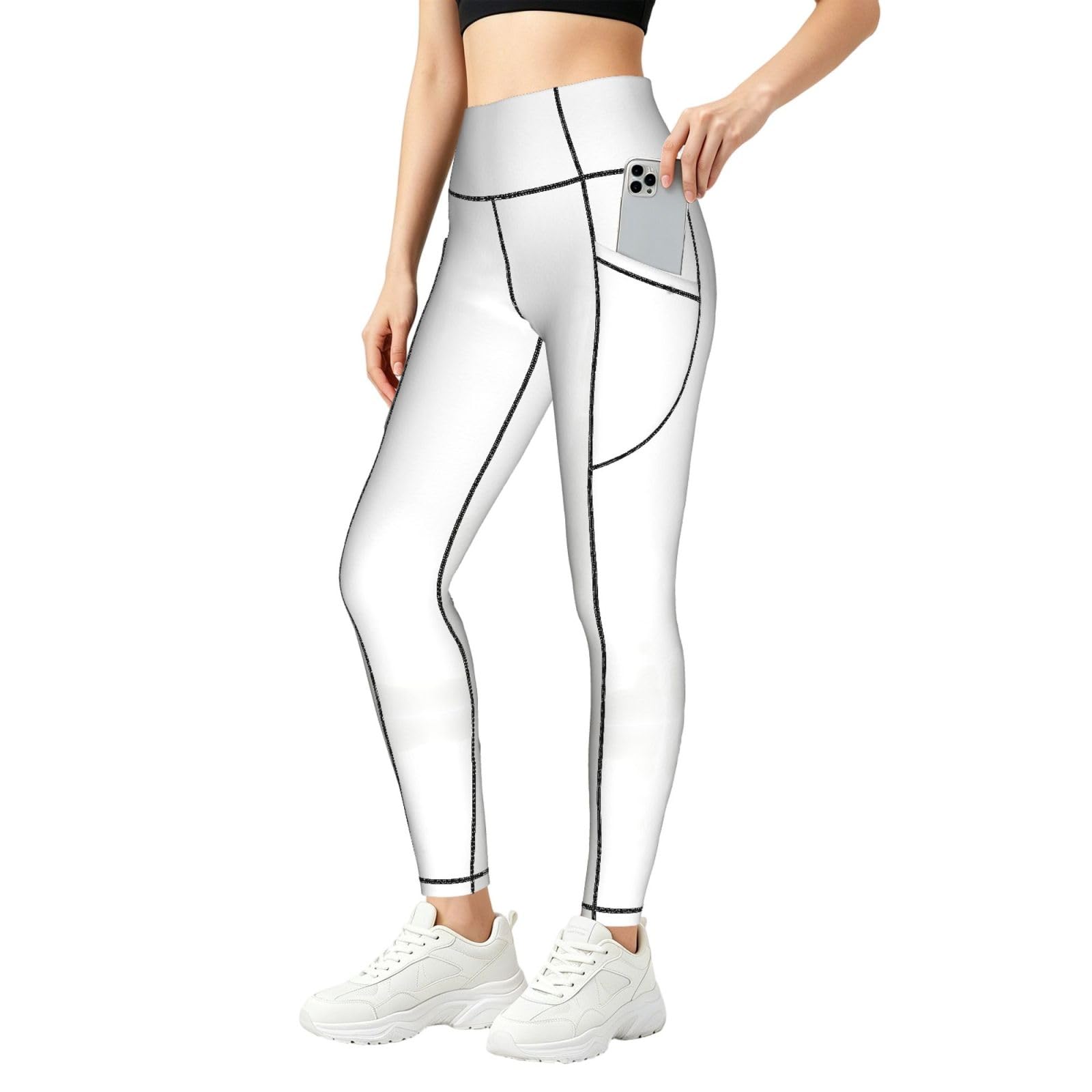 Konfigurowalne damskie legginsy treningowe z kieszeniami | Miękkie legginsy treningowe z wysokim stanem dla kobiet z kieszeniami do biegania na siłowni fitness