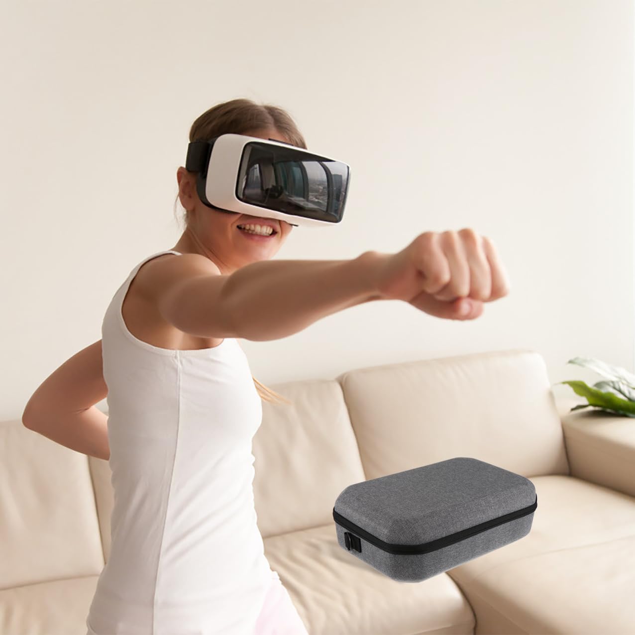 Angoily Bolsa de Almacenamiento para Gafas VR Bolsa Antigolpes Estuche de Transporte Compatible con Visores de Realidad Virtual Funda Protectora de Eva para Escenario de Viaje