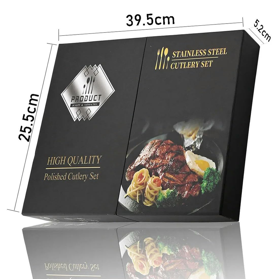 Juego de 24 Cubiertos Dorados con Mango Negro de Acero Inoxidable, Cuchillo, Tenedor, Cuchara, vajilla, Juego de Cubiertos para Festivales, vajilla de Cocina, Regalo