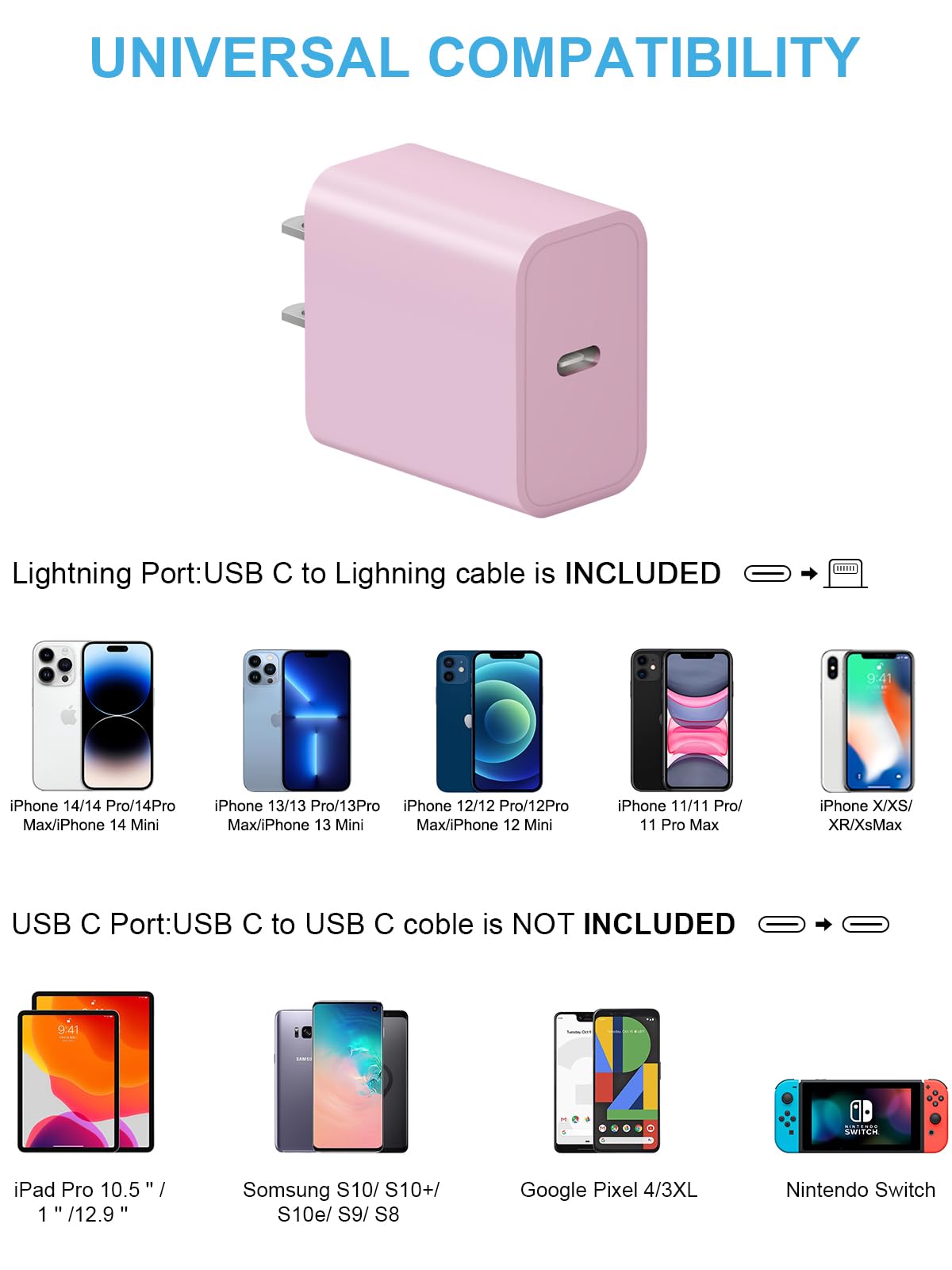 iPhone Charger Fast Charging 10 FT 2 Pack 20W USB C Wall Charger iPhone Charger Fast Charging 10 FT 2 Pack 20W USB C Wall Charger