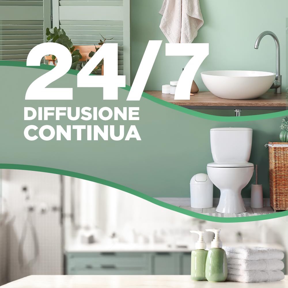 Airwick Profumatore per Bagno, Confezione da 6 Profumatori Active Fresh Bagno da 74ml, al profumo di Magnolia, Deodorante Ambiente 75ml