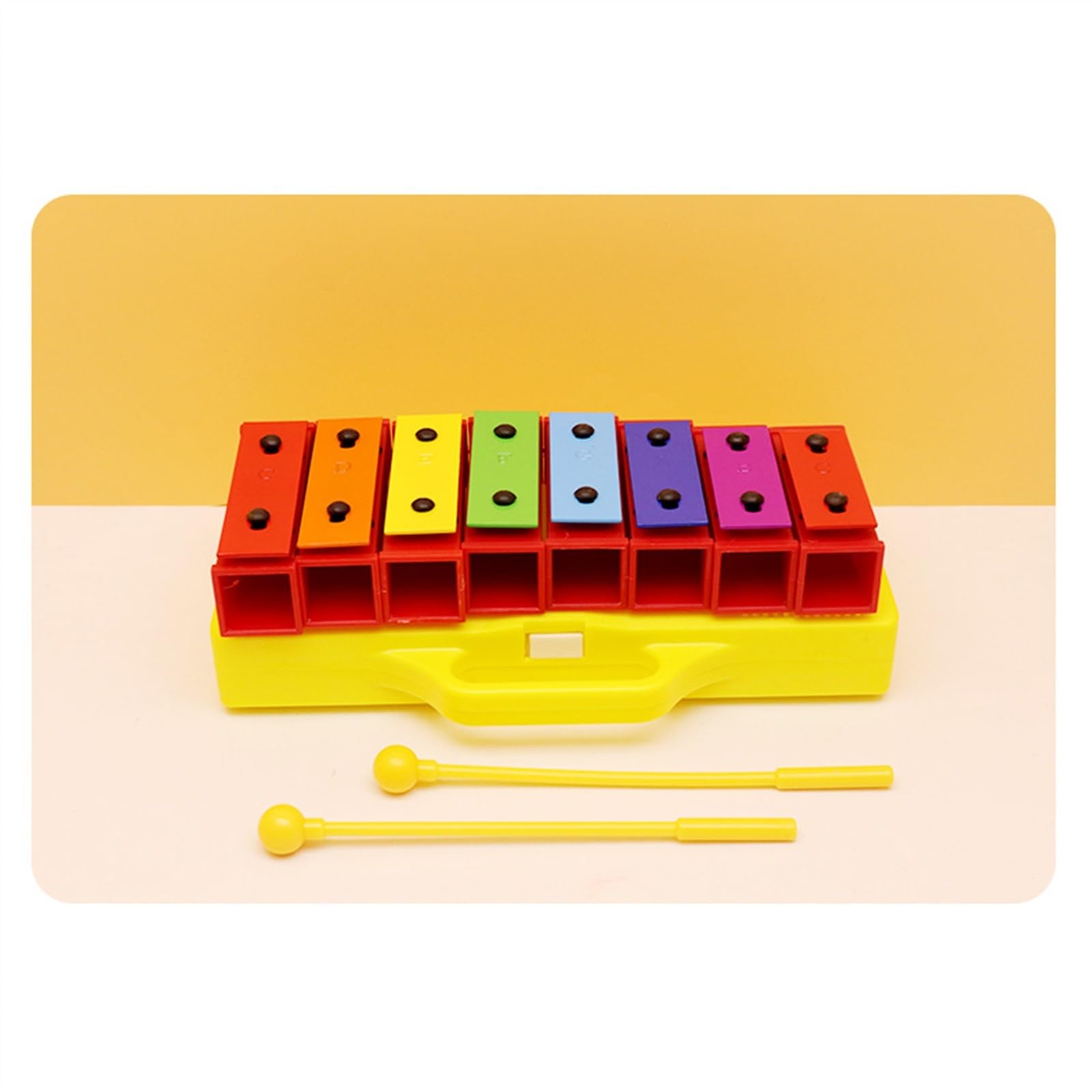 Strumento musicale Glockenspiel con piastra in alluminio colorato a 8 toni con custodia in plastica Glockenspiel Strumento A Percussione