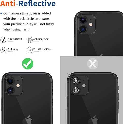 Miniatura 4 de FIRIOEU Protector de pantalla HD para iPhone 11 con protector de lente de cámara 21 paquete dureza 9H cobertura de borde completo vidrio templado