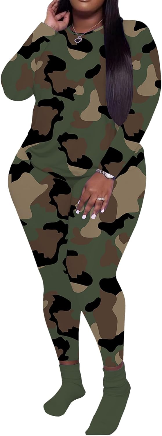 PINSV Women's Plus Size 2 Piece Outfits Tracksuits Long Sleeve Top Pants Sets Sweatsuit - Image 3