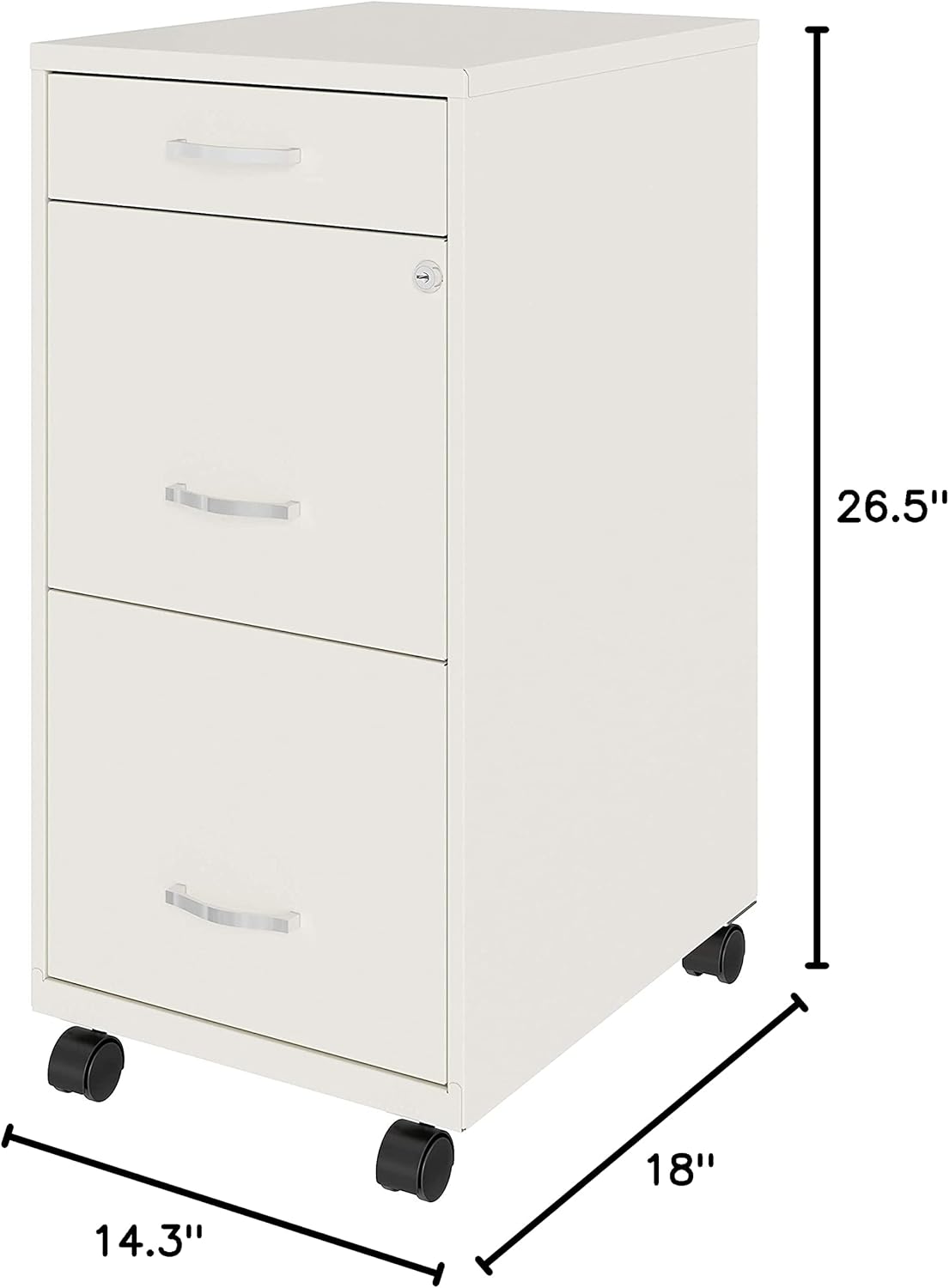 Lorell SOHO Box Mobile File Cabinet, 26.5 x 14.3 x 18 in, White : Office Products