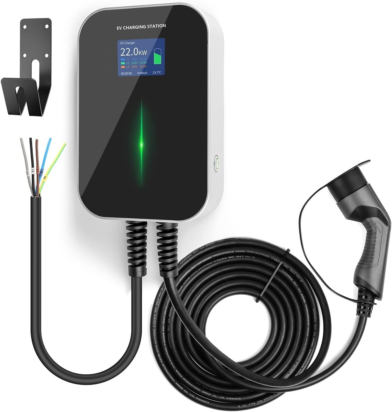 Smart Electric Vehicle Charger EV Charger 16A 3 Phase Electric Vehicle Charging Station With Type 2 Cable IEC 62196-2