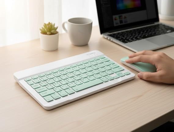 Coverzone Bluetooth Özellikli Şarjlı Klavye ve Pilli Mouse Seti Kablosuz Bağlantılı Kompakt Tasarım Günlük Ofis Ev Çalışma ve Bilgisayar Kullanımı İçin Klavye Mouse Seti 25cm x 15cm