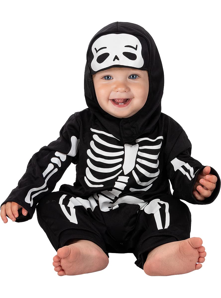 Funidelia | Disfraz de esqueleto para bebé Esqueleto, Calavera, Muerte, Terror - Disfraz para bebé y divertidos accesorios para Fiestas, Carnaval y Halloween - Negro