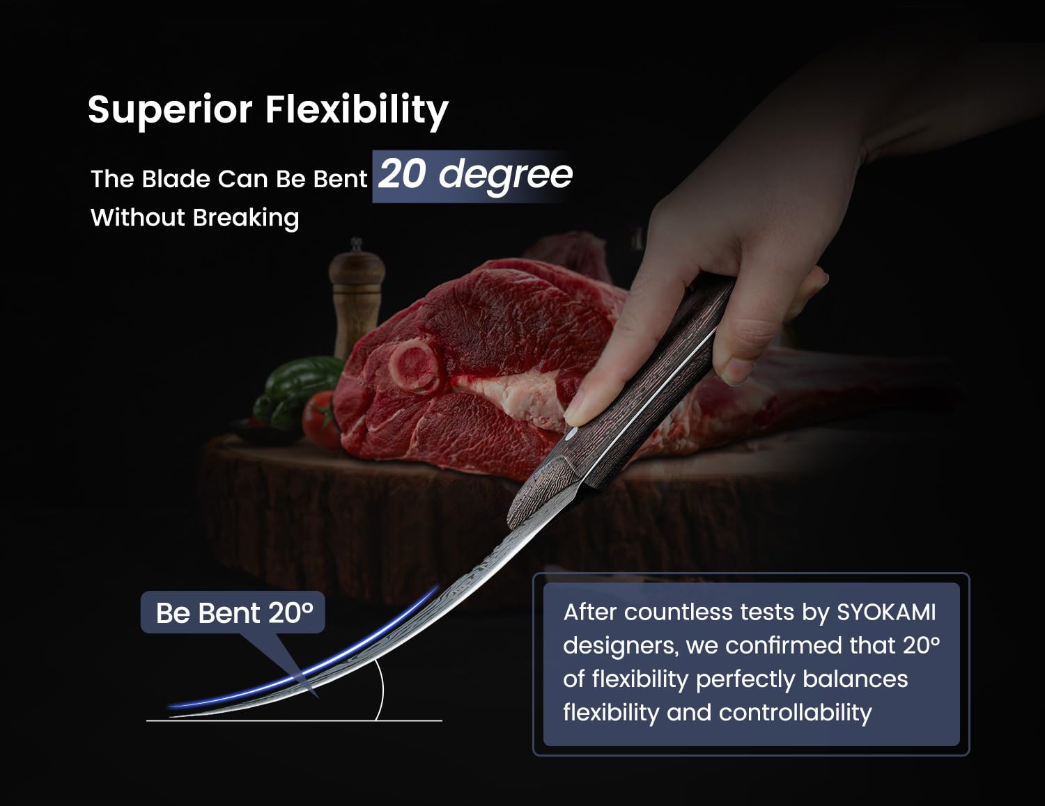 Boning Knife for Meat Cutting, 6.5 Inch Japanese Style Fish Fillet Knife with Wood Handle, High Carbon Razor Sharp Curved Blade for Deboning Trimming, Housewarming Birthday Cooking Gifts