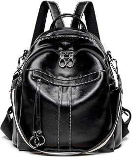 Backpack Purse for Women Medium Size Leather Backpack Fashion Shoulder Bags Rucksack (Medium, Black)